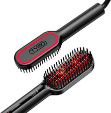 Hair Straightener Brush - Upgraded Ionic Compact Straightening Brush for Women w