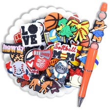 XHAOYEAHX 50PCS Sports Silicone Focal Beads for Pens DIY Craft Beads