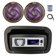 Pyle Marine Radio,Adapter,Spa Bezel,Antenna,Wire, 2x 6.5'' 240W LED Camo Speaker