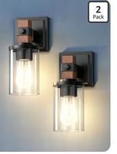 EDISHINE Set of 2 Farmhouse Bathroom Vanity Light Wall Sconce Rustic Dark Wood