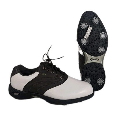 New Etonic Dri-Lite 200 Golf Shoes Mens 9.5 W White Black Lace Up Spike Sneakers