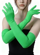 Cosplay Gloves Long Tight Spandex Strech Gloves Long Elbow Glove for Green
