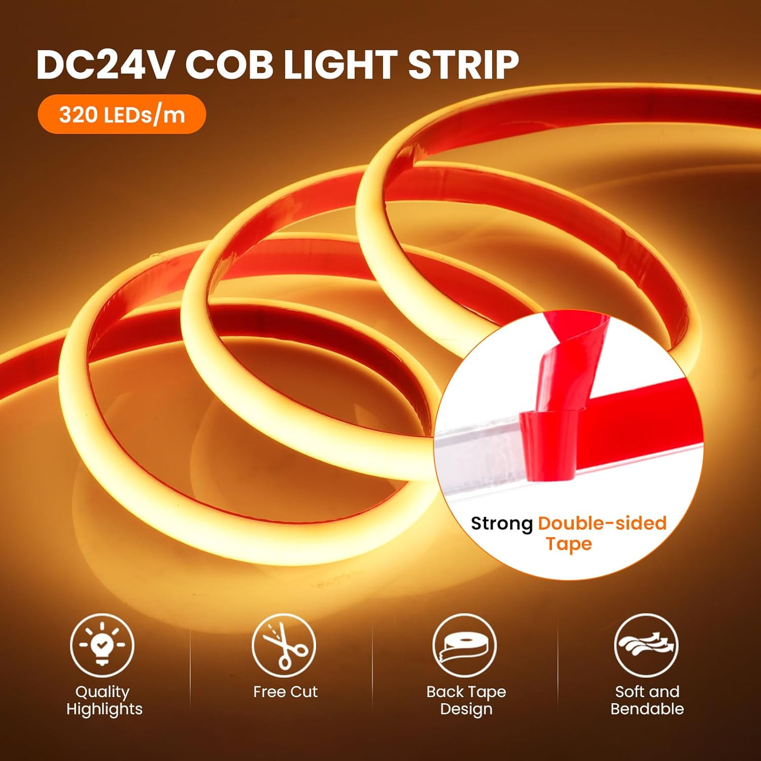 Striscia Neon LED COB 10M IP68 Bianco Caldo | Luce Lineare Senza Macchia - 3