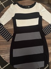 Cato Black And White Striped Sweater Dress Size Small