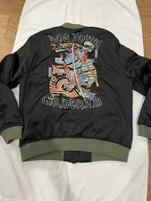 Dogtown California Bomber Jacket Large Black Embroidered Samurai WEIAV LA