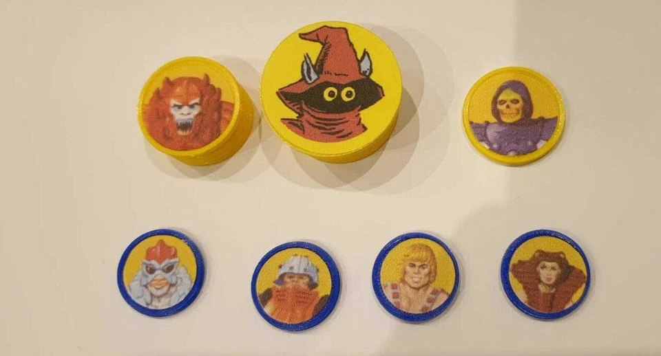 MARKENLOS Motu Masters Zubehör Er-man Orko Coins Münzen Trick Custom repro mit Stickern