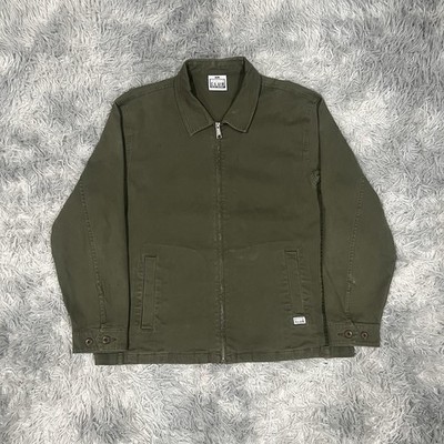 Pro Club Full Zip Up Mechanic's Jacket in Olive Green Men XL Vintage Wash