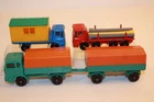 4 Vintage 1960's Matchbox Lesney Trucks PIPE / MERCEDES / SITE HUT / TRAILER