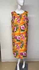 Vintage  Hawaiian Tropical Fashion Orange Floral Dress Sz Large?