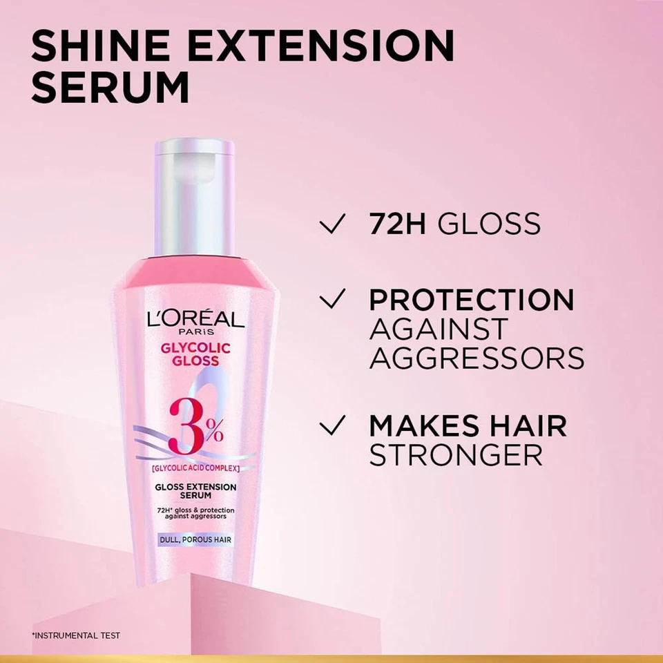 L'Oréal Paris Glycolic Gloss Serum gives 72H Shine & improves hair quality 80 ml - Image 2 of 4
