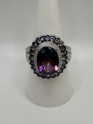 Zweifarbiger Fluorit mit Iolith in Sterlingsilber 