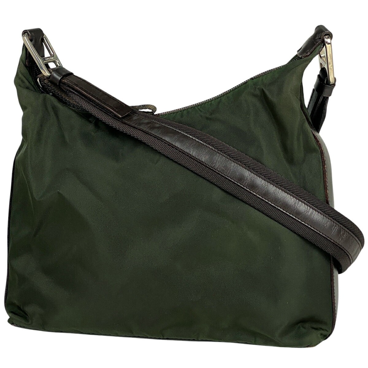 Prada Green Nylon Logo Shoulder Bag for Women Y0708 Preowned MSP39