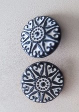  Boutons Vintage Art Déco Géométrique Noir Blanc  70s-80s