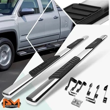 For 99-14 Silverado/Sierra Ext Oval 5" Side Step Nerf Bar Running Board Chrome