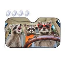 Begarm Three Funny Raccoons Animals Windshield Sun Shade for Car SUV