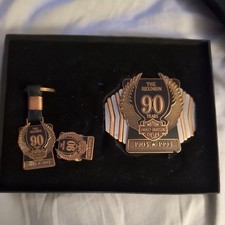 Harley-Davidson 90th Anniversary&nbsp;Set Belt Buckle Key Ring Pin Set In Box