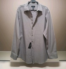 NWT Alfani Tech Shaded Dobby Dress Shirt Men's Sz XL 17-17.5 34/35 Slim 65 Gray