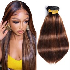 Freiuoke Human Hair Light Brown Straight Bundles P430 16 18 20 Inch