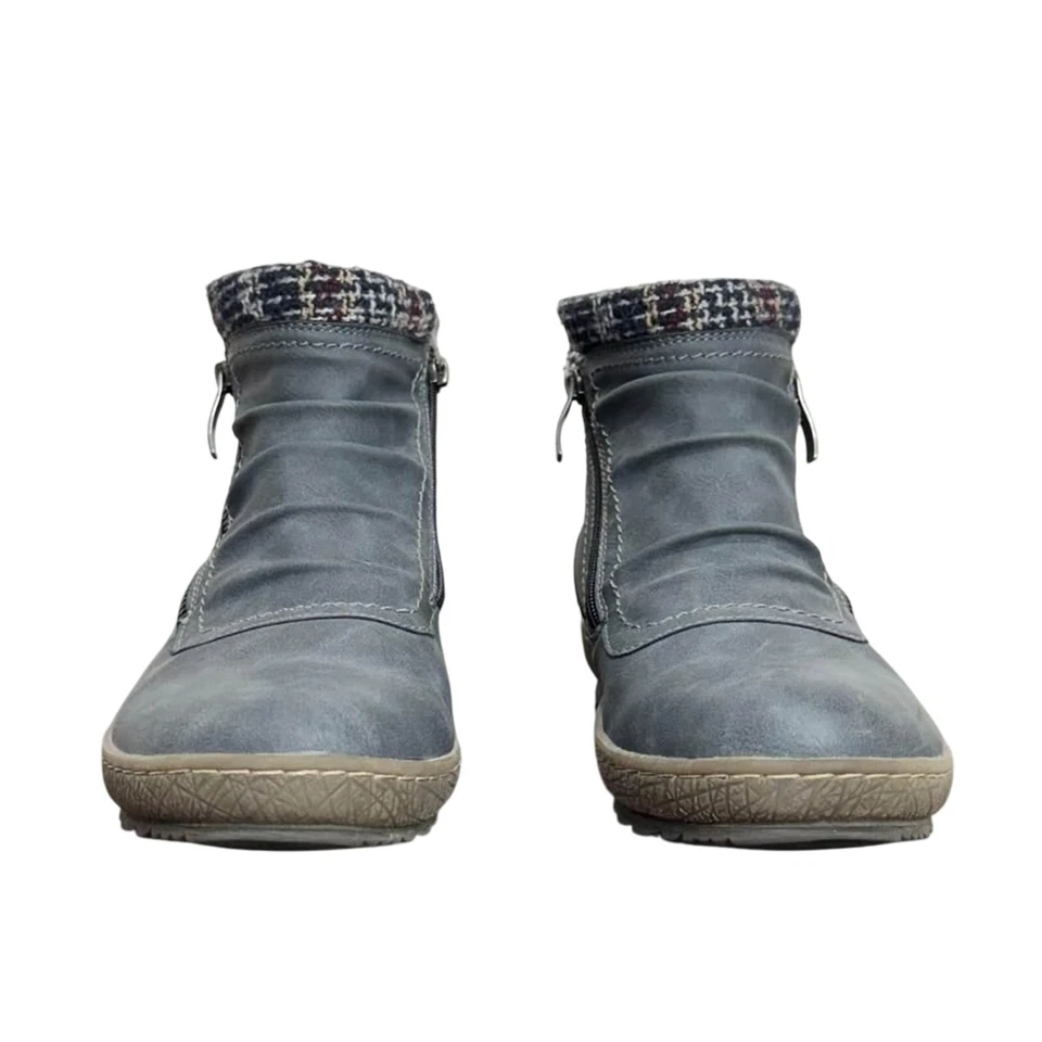 Women's Spring Step Blue Ruched Ankle Boots - Size 10 - Image 2 of 4