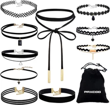 10PCS Black Velvet Choker Necklaces with a Stroage Bag for Women