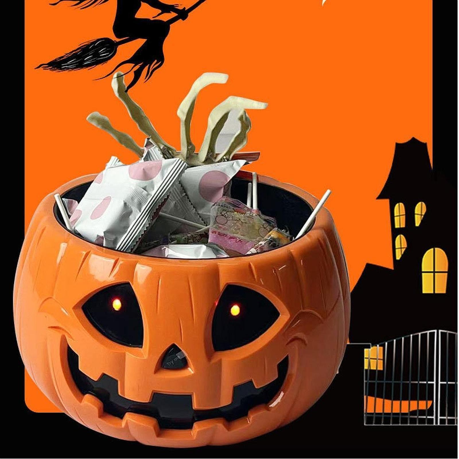 Bol à bonbons d'Halloween, porte-bonbons à la citrouille animé pour les