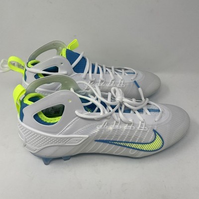 Nike Huarache 9 Elite Mid LAX SE Cleats White Blue Volt  Mens Size 12 NWOB