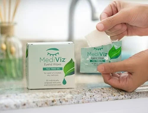 Mediviz Tea Tree Eyelid Wipes Exfoliating,Hypoallergenic Eyelid Scrubs (30-Pack)