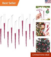 Elegant Rose Red Twisted Icicles - 30 Pcs Christmas Ornaments 5.12 Inch 