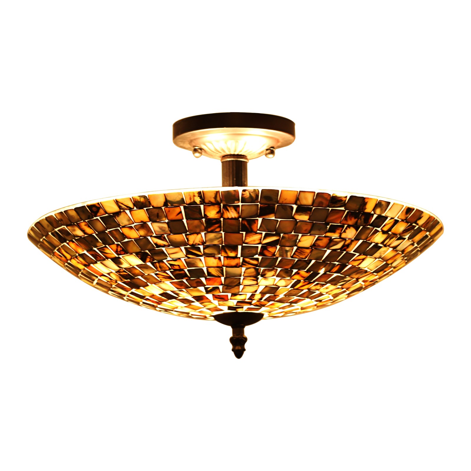 2-Light Mosaic Seashell Semi-Flush Ceiling Light Fixture
