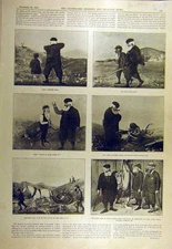 Original Old Antique Print 1895 Deer-Stalking Hunting Sketches Sport Victorian