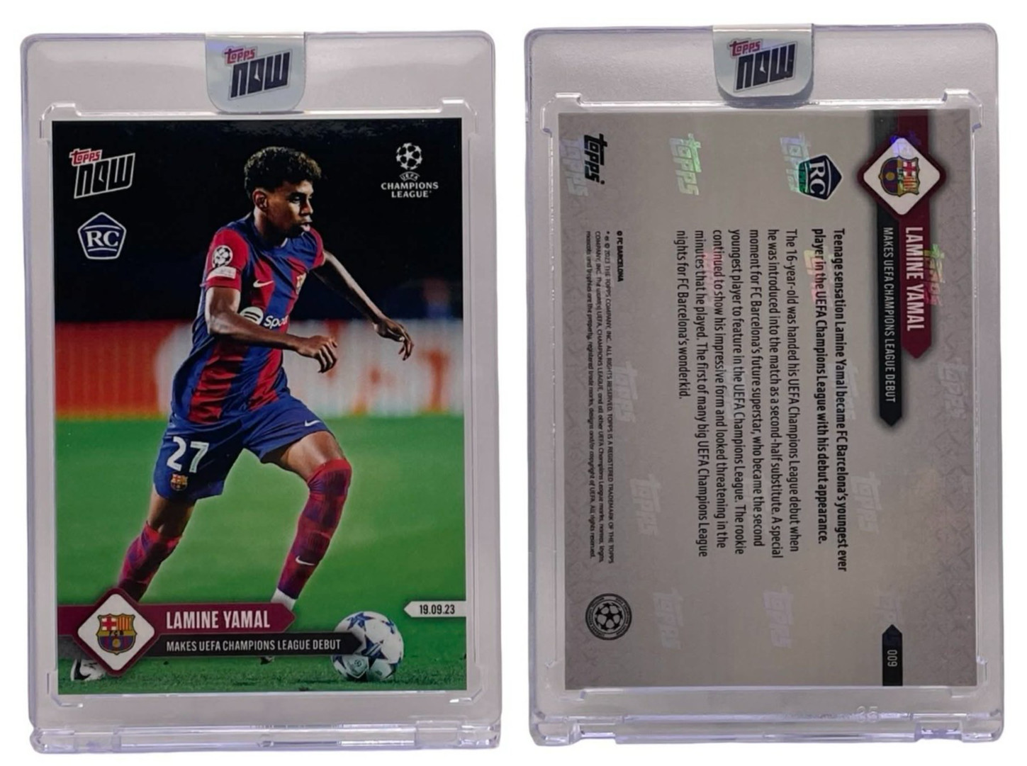 2023 Topps Now Champions Leauge #9 Lamine Yamal Rookie Card (RC) view 3