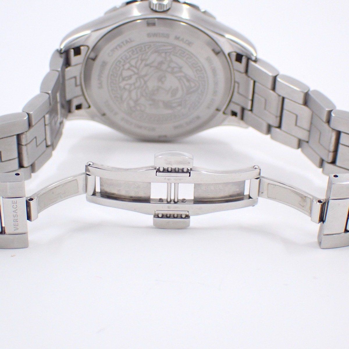Versace Hellenyium GMT Quartz Men's Watch Blue Dial SS Band Used From Japan thumbnail 6