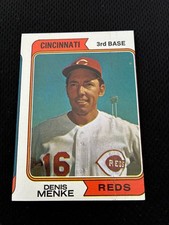 DENIS MENKE "ERROR MISCUT" 1974 CINCINNATI REDS #134 TOPPS BASEBALL CARD