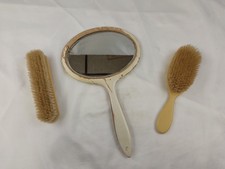 1930 Celluloid Hair Brushes Monogrammed with B and a mirror