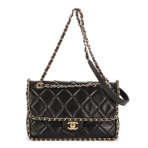 Chanel Black Flap Chain Shoulder Bag Calfskin