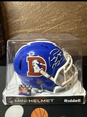 Peyton Manning Signed Retro Denver Broncos Mini Helmet 5star COA