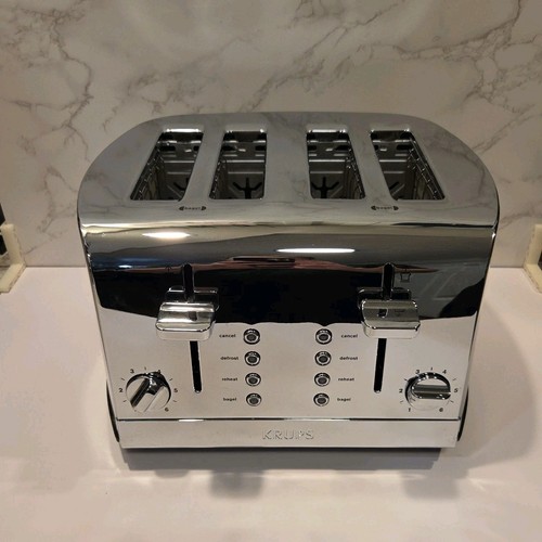 4-Slice Toaster KRUPS KH734D50 Stainless Steel Silver Open Box TESTED Works - Picture 3 of 10