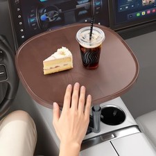 Car Desk for Laptop with 360  Swivel, Height-Adjustable Car Tray Table - Walnut