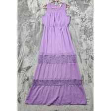 Charming Charlie Dress Womens L Purple Lavender Lace Trim Maxi Sleeveless Sheer