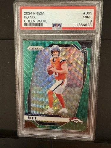 2024 Panini Prizm - Rookies Bo Nix #309 Green Wave Prizm (RC) PSA 9