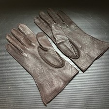 Vintage 80s Women's Classic Brown Genuine Leather Driving Gloves Unlined Size 7