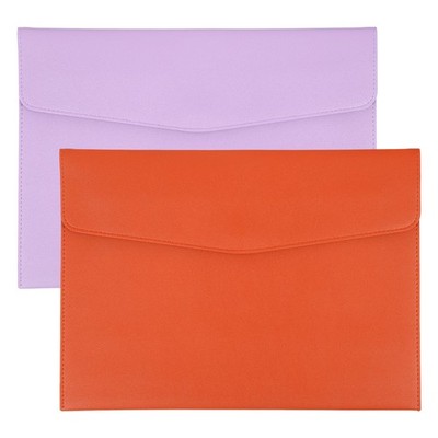 2Pcs PU Leather A4 File Folder, Napa Document Envelope, Purple, Orange ...