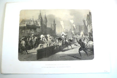 PARIS 1559 TOURNOI MORT D'HENRY II 48x34cm LITHO CHARPENTIER NANTES BEL ÉTAT - Photo 1/4