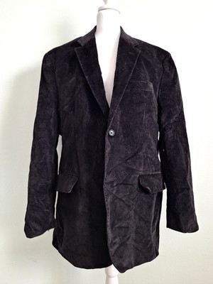 Apt 9 Mens Large Black Velvet Blazer Sport Coat Single Button Lined Jacket 2