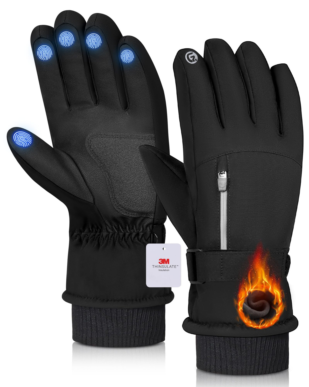 Waterproof Winter Ski Gloves Thermal -10F°, 3M Thinsulate Thick Warm Gloves, ...