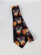 Steven Harris Handmade Basketball Hoop Net Necktie Black Orange Tie