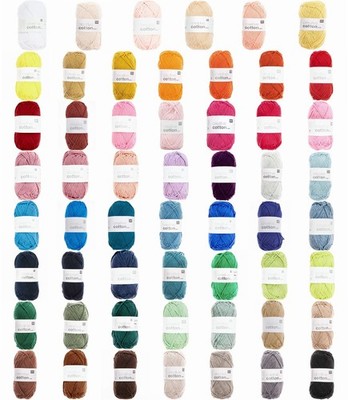 50g Rico Creative Cotton Aran Baumwolle Garn zum Stricken Häkeln GP 55,80 /1kg