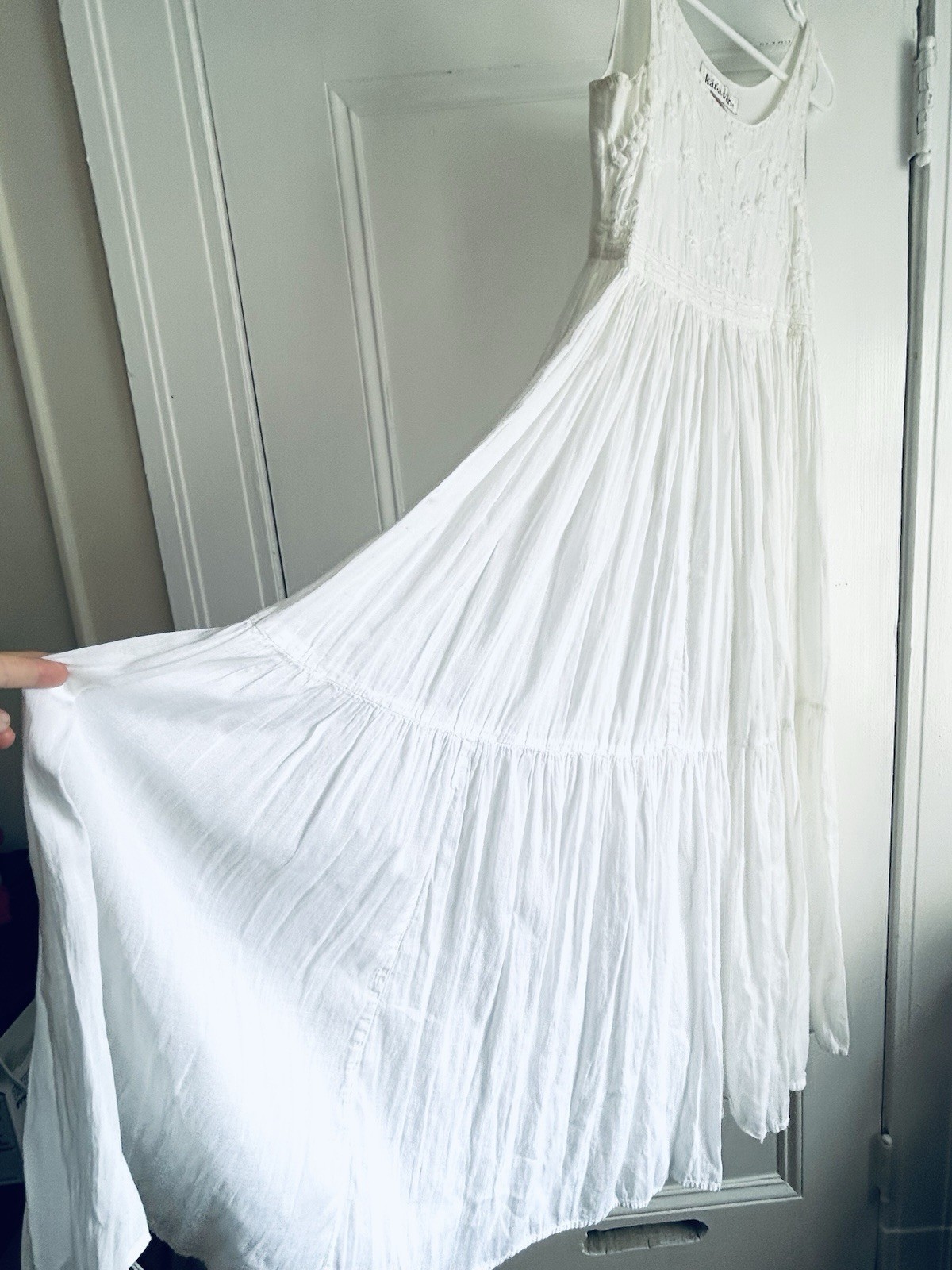 Vintage 70s-80s Karavan Embroidered Maxi Dress Boho India Size Small 