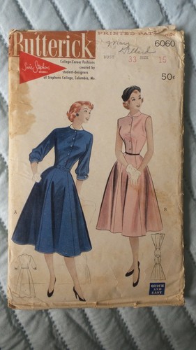 Vintage BUTTERICK PATTERN #6060 College Career,Susie Stephens,Dress, Sz 15