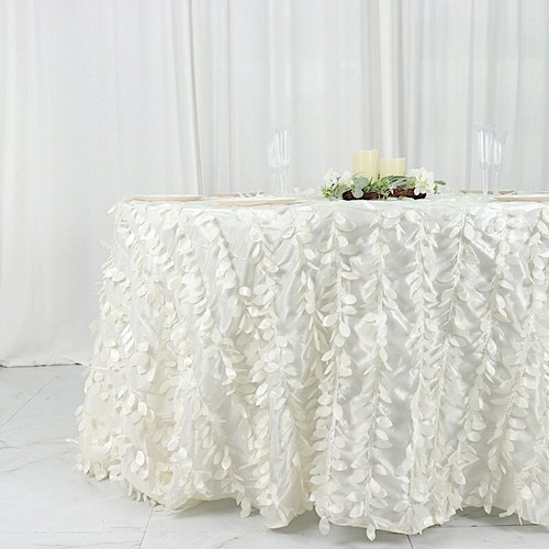 132-Inch TAFFETA ROUND TABLECLOTH Leaf Petals Design Wedding Decorations - Picture 8 of 89